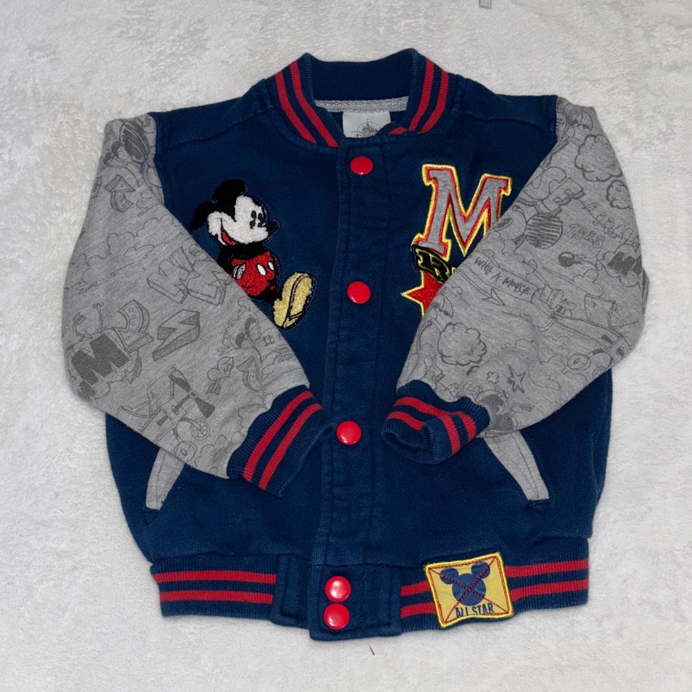 Disney Mickey Mouse Navy & Gray Varsity Jacket for Kids